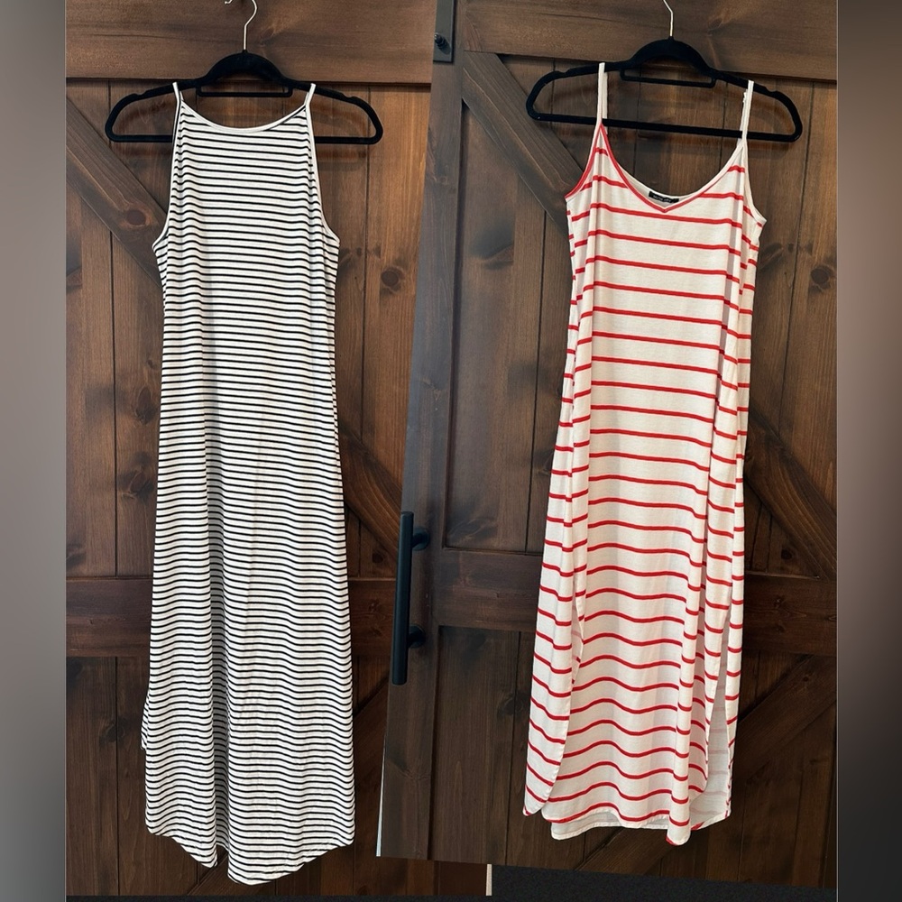 Striped Maxi Dress - Black and Red